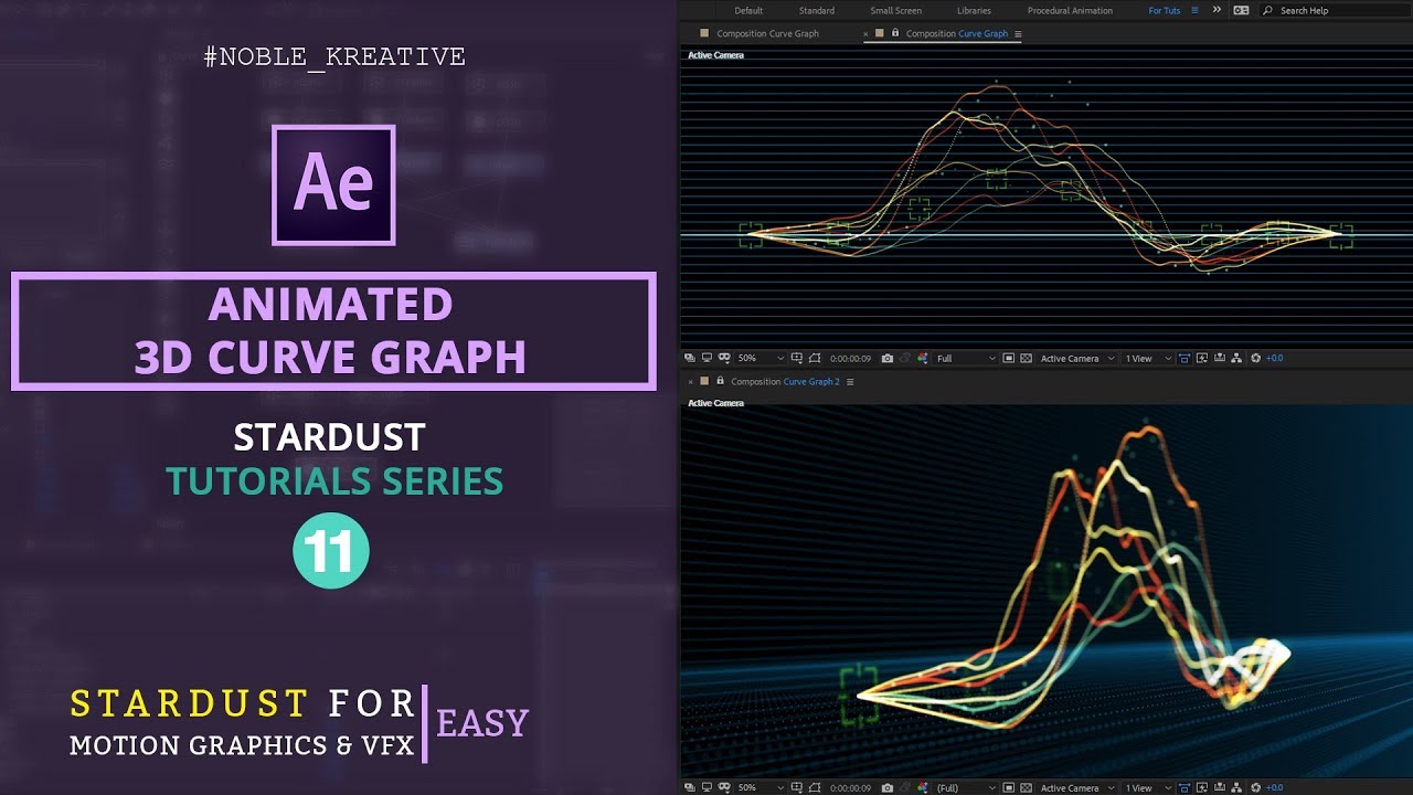 Animated 3D Curve Graph , After Effects Tutorials , Stardust Tutorial , Motion Graphics