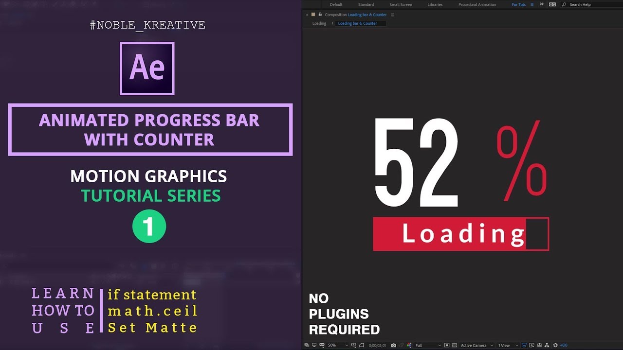 Animated progress bar with counter , after effects
