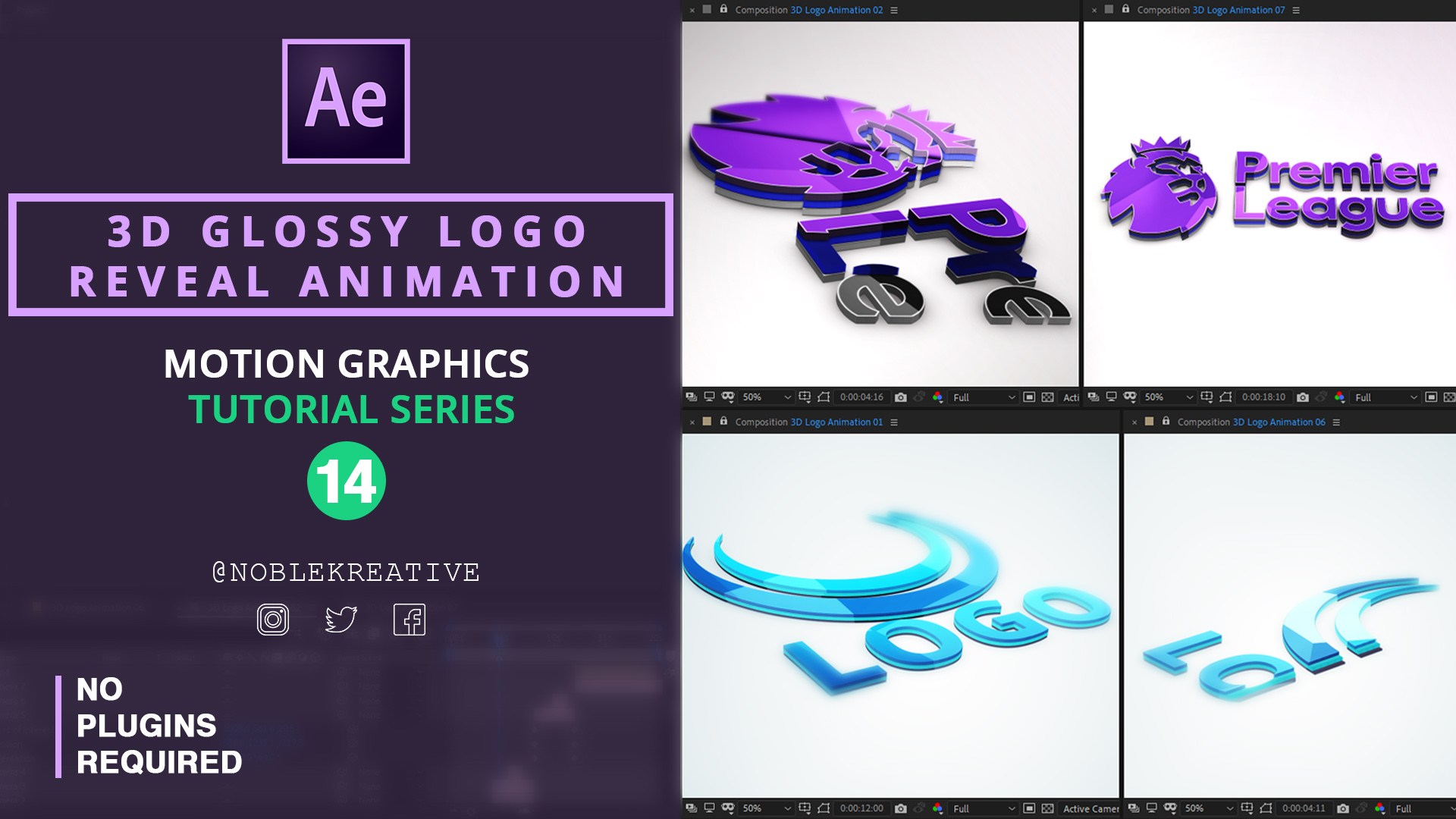 3D Glossy Logo Reveal Animation in AE - Noble Kreative