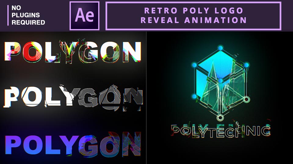 Retro Poly Logo Reveal Animation , logo reveal , logo animation , after effects tutorials , polytype animation