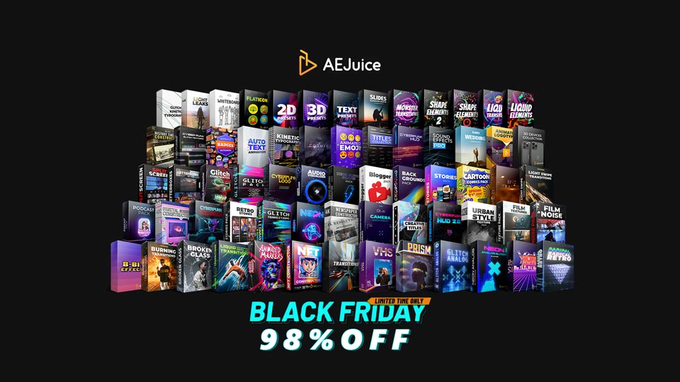 Want It All Bundle , UP TO 98% OFF , Black Friday, motion graphics packs , after effects templates , ae juice bundles ,